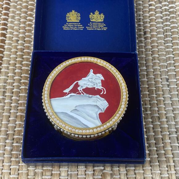 RARE #14/60 Halcyon Days Enamels Monument to Peter the Great Trinket Snuff Box - Picture 7 of 16